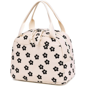 In Stock Portable Corduroy <b>Lunch</b> Cooler <b>Bag</b> Thermal Insulation Oxford Cloth and Polyester <b>for</b> <b>Women</b> - Product Image 6