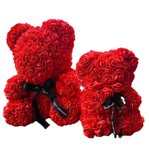 Custom 25cm Rose Bear with Ribbon Teddy Bear for Mothers Day Gifts Teddy Rose Bear Wedding Valentine's Gift Decor Supplies