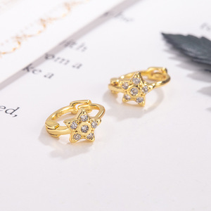 Pendientes de diamantes cultivados en laboratorio, aretes, argollas con piedras, pendientes de aro con diseño en el centro - Product Image 1