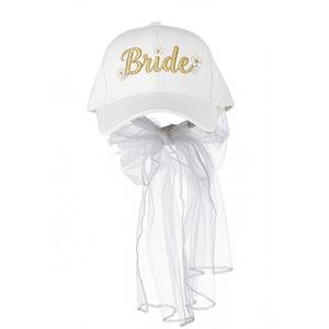Gorra de béisbol deportiva personalizada al por mayor ZZB con velo de encaje ajustable de tela común para novias - Product Image 1