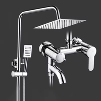 Système de douche de salle de bain en laiton chromé moderne ensemble de mélangeur douches de pluie robinet de tête eau chaude et froide ensemble de douche de salle de bain