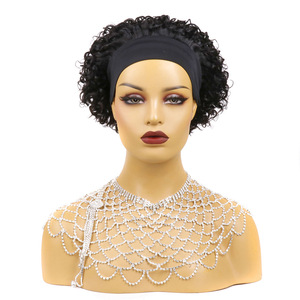 Perruque bandeau en cheveux naturels, style court 'Petit Elfe', en soie glacée, cheveux véritables noirs, 6 pouces - Product Image 3