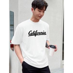 Hombres tipografía impresa cuello redondo algodón camiseta de gran tamaño hecho a mano producto a granel personalizado - Product Image 4