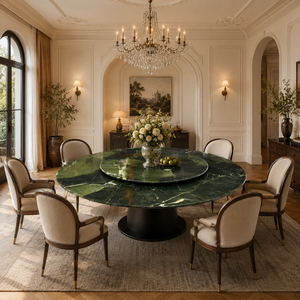 Customized Dining <b>Table</b> Round <b>Top</b> Modern Villa 10 Seater Metal Legs <b>Stone</b> Furniture Luxury Vitoria Regia Quartzite - Product Image 4