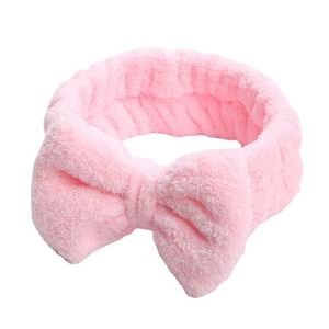 Custom Women Girls Yoga Fitness Headband Facial <b>Bow</b> Knotted Hairband Adjustable Soft Absorbent Coral Fleece 18cm - Product Image 5
