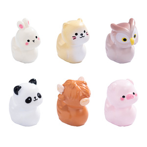 Adornos de Resina de Animales de Dibujos Animados, Conejo, Gato, Panda, Cerdo, Búho, Gatito, Vaca de las Tierras Altas, Decoraciones Artísticas para el Hogar y Escritorio, Regalos Artesanales - Product Image 5
