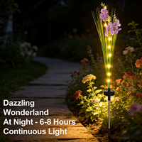 Lampes solaires décoratives pour jardin, fleurs artificielles solaires, imperméables, lilas violet, piquet lumineux