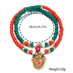 Christmas Beaded <b>Bracelets</b> Red Green <b>White</b> Cartoon Charm Party Jewelry Unisex - Product Image 5