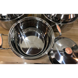 ステンレス鋼スープ調理器具セットストックポット丸い調理鍋蓋付きスープ鍋セット - Product Image 5