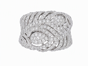 Bague de mariage ronde en diamant naturel, or 18 carats, pavé complet, alliance classique pour femmes, bijoux fins, bague plume de paon - Product Image 3