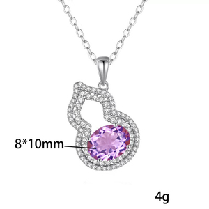 Collier avec pendentif en forme de gourde en pierre naturelle, coupe ovale, 9 pierres fines de 8x10mm, en argent Sterling 925, bijoux cadeau de vacances pour femmes - Product Image 6