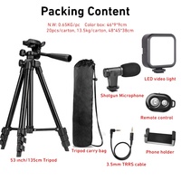 Kit Vlogging In Offerta Speciale per Youtube e TikTok per Vlogger con Treppiede per Smartphone IOS, Microfono, Luce LED e Set per Live Stream