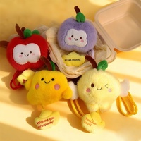 Porte-clés en peluche de coton Paula Creative aux couleurs riches, rembourré de coton PP, pendentif pour sac d'école, cadeau d'affaires, petites formes pomme, mangue, pamplemousse