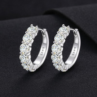 Vente en gros de boucles d'oreilles Bling Bling 2mm 3mm 4mm boucles d'oreilles créoles Moissanite rondes en argent sterling 925 de qualité D glacées de forme ronde