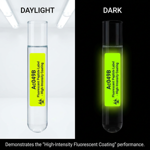 Étiquettes de flacons de peptides lumineuses et fluorescentes haute visibilité - Autocollants synthétiques phosphorescents pour la chaîne du froid et la sécurité en laboratoire - Product Image 2