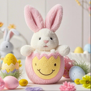 OEM ODM coniglio seduto sulla decorazione a guscio d'uovo colorato pasqua carino fatto a mano giocattolo di peluche di vendita caldo personalizzato - Product Image 4