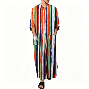 Abbigliamento Mediorientale di Alta Qualità Pf, Tuta Casual da <span class=keywords><strong>Uomo</strong></span> Arabo con Stampa a Righe, Abbigliamento Islamico Musulmano - Product Image 3