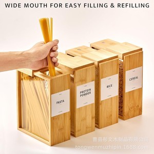 Rice Storage Box Wooden Airtight Rectangle With Sliding Lid For <b>Kitchen</b> Use - Product Image 3