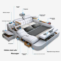 Multifunktionales Smart-Plattformbett mit Projektor, Massagefunktion und seitlichen Staufächern