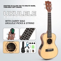 Electric Soprano Concert 23" Ukulele with EQ Rosewood Bridge Natural/Burlywood Colors Mini Guitar BagTuner Strap String Beginner