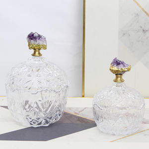 جرة حلوى كريستالية فاخرة حديثة مع غطاء مزهرية ديكور منزلي على الطراز الفرنسي هدية الزفاف - Product Image 3