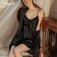 Sweethoney Ensemble de Nuisette et Pyjama Femme Grande Taille, Dentelle Séduction Col en V Profond, Manches Trois-quarts, Style Pur Désir, Pour la Maison