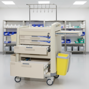 Chariot de <span class=keywords><strong>transport</strong></span> de médicaments hospitaliers EM-ET083 en ABS, serrures individuelles, surfaces de travail à double usage, distribution pharmaceutique - Product Image 1
