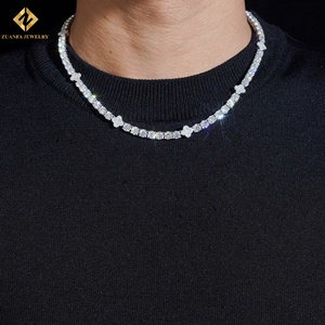 Moissanite <b>Statement</b> <b>Necklace</b> 925 Silver Rhodium Plated Round Brilliant Cut GRA Certified Unisex Pear Cut Luxury Strand <b>Necklace</b> - Product Image 5