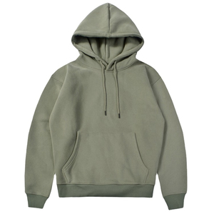 <b>Men's</b> Hooded Fleece Sweatshirt Solid Color Casual Regular Fit Olive Green Cotton <b>Pullover</b> with Pocket Autumn - Product Image 4