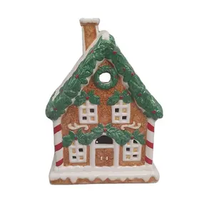 Wholesale home decorations customized craft gifts ceramic christmas village house model miniature