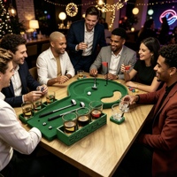 Mini jeu de golf de table en plastique, jeu interactif amusant avec verres à shot, portable et multifonctionnel pour les soirées.
