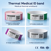 Bracelet d'identification en papier imprimable avec logo personnalisé, auto-adhésif, code-barres thermique, bracelet imprimable thermiquement