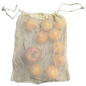 Sac en filet en coton blanc avec cordon de serrage, taille et design personnalisables, pour fruits et légumes - Product Image 4