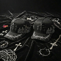 Gorra de Béisbol Personalizada con Pedrería, Forro de Satén, 5 Paneles, Bordado 3D, Logotipo Personalizado, Gorras de Gamuza, Gorras Xcap Viacrucis, Gorra Negra