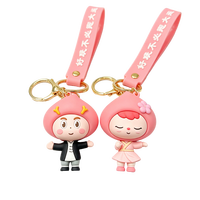Porte-clés 3D personnalisé en PVC, figurine de dessin animé mignonne avec dragonne en silicone pour cadeaux promotionnels et image de marque d'entreprise
