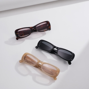 Lunettes de soleil rectangulaires en acétate faites à la main en gros, logo personnalisé, monture vintage petite, unisexe, tendance Y2K - Product Image 2