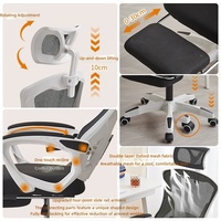 Chaise de bureau ergonomique en maille, pivotante et inclinable, réglable en hauteur, pour la maison, le bureau, les salles d'étude et les réunions