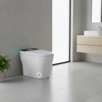 WC intelligent avec bidet en céramique, monobloc, à poser au sol, chasse d'eau automatique par siphon, siège chauffant, capteur de pied, affichage LED, télécommande