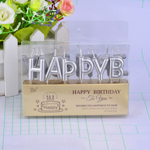 شموع حروف HAPPY BIRTHDAY معدنية بالجملة، طقم 13 قطعة لتزيين الكعك ومستلزمات الحفلات، شموع عيد ميلاد ذهبية وفضية - Product Image 4