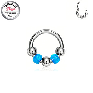 Pendientes de <span class=keywords><strong>Aro</strong></span> de Titanio G23 de Diseño para <span class=keywords><strong>Mujer</strong></span>, con Esfera de Ópalo para Piercings de Nariz, Rook, Daith, Labret y Joyería Corporal al por Mayor - Product Image 6