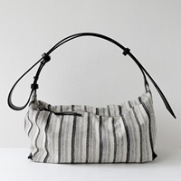 Sac Hobo Minimaliste 2026 avec Sangle Nouée en Cuir Pleine Fleur et Lin Pur pour Femme – Sac à Main Bandoulière et Épaule