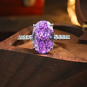 Cắt màu tím <span class=keywords><strong>Lithium</strong></span> rạng rỡ Zircon so sánh với đá hoa lớn hình bầu dục Zircon sang trọng thời trang mở Vòng trang sức bên - Product Image 2