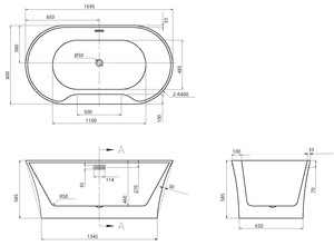 อ่างอาบน้ำแบบตั้งอิสระทำจากอะคริลิคสีขาว67 "ทนทานปรับแต่งได้ - Product Image 6