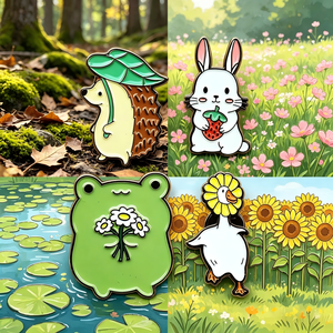 Broches Métalliques Personnalisées Animaux Mignons de <span class=keywords><strong>Dessin</strong></span> Animé - Badges en Alliage Ourson Parapluie & Grenouille Fleur pour <span class=keywords><strong>la</strong></span> Mode et les Cadeaux - Product Image 3