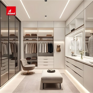 Alland יוקרה מותאם אישית מלתחה בעיצוב מודרני עם דלת זכוכית אלומיניום דלת ברמה גבוהה עיצוב חדר שינה ריהוט עם אור led - Product Image 5