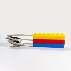 3 Piece <strong>Set</strong> Stainless Steel Toddler Kids Building Block Design Fork Spoon Knife <strong>Child</strong> Baby Cutlery <strong>Flatware</strong> <strong>Set</strong> - Product Image 4