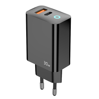 Chargeur rapide OEM EU13 LED mini format PD3.0 QC 30W pour iPhone 14/14 Pro/13/ Type-C et ports USB