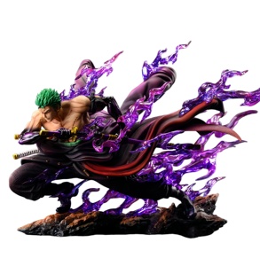 Estatua Coleccionable de PVC de Zoro con Llama Púrpura Premium, Escena de Batalla Dinámica, Estilo Tres Espadas, Modelo a Escala 1:24, Juguete para Fans, Regalo - Product Image 1