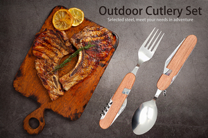 Engraved Outdoor Multi Functional <strong>Tableware</strong> <strong>Set</strong> Knife Spoon Fork Kit Portable Cutlery <strong>Set</strong> With Keyring for Camping Travelling - Product Image 6