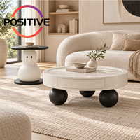 Ensemble de tables basses rondes avec rangement, style crème, design moderne minimaliste et créatif, meubles de salon, OEM ODM, vente en gros